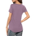 thumbnail image 2 of JYLFC Womens V Neck T-Shirts Short Sleeve Tops Casual Basic Shirts,Purple L, 2 of 6