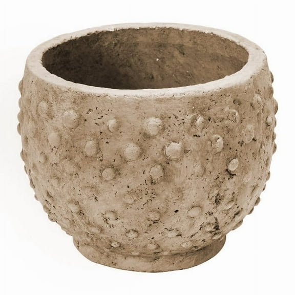 Creative Co-Op Round Sandstone Hobnail Planter with Distressed Finish, Greige