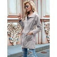thumbnail image 4 of Women Waterproof Light-Weight Rain Jacket Active Outdoor Hooded Long Sleeves Raincoat with Zipper Grey XXL, 4 of 8