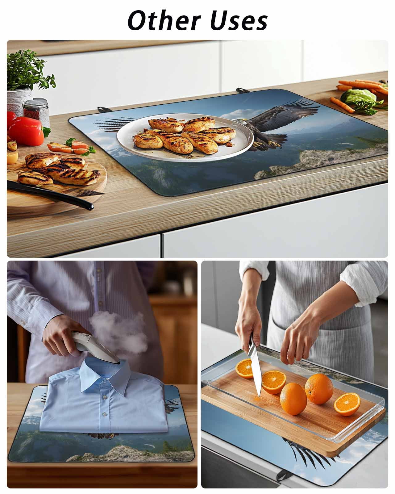 Stove Top Covers for Electric Stove, Eagle Glass Stovetop Cover Protector, Forest Mountains Range Sky Animal Natural Landscape Induction Cooktop Protector Oven Mat for Kitchen Countertop 24"x21"