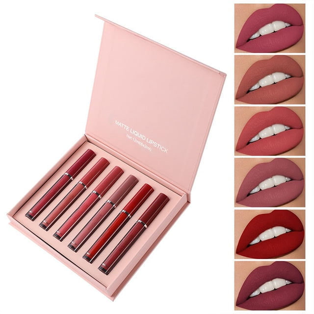 SIfdSeng Encre à Lèvres Rouge Nouveau Produit Cosmétique Ensemble de 6 Glacis à Lèvres Non Décolorant Antiadhésif Européen et Rouge à Lèvres Coffret Cadeau 6*2 ml Huile à Lèvres Teintée