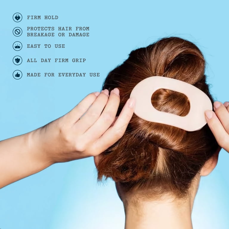 Gimme Beauty Lay Flat Claw Clip for Medium Hair, Curved Comfort Fit - Black and Cream - 2 Count