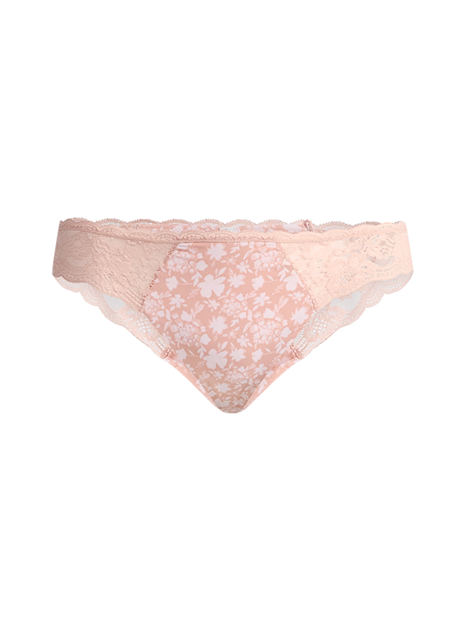 Joyspun Women's Microfiber and Lace Thong Panties, 3-Pack, Sizes XS-3XL