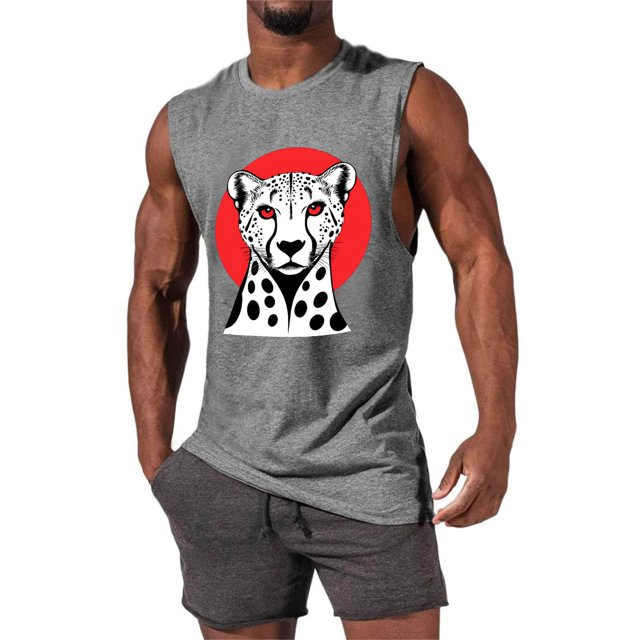 Camiseta sin mangas de cuello redondo para hombre, informal, a la moda, con estampado, deportiva, de poliéster