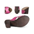 thumbnail image 3 of BLISSFUL STEP Platform Sandals Crisscross Strap Chunky Heels Sandals for Women, 3 of 5
