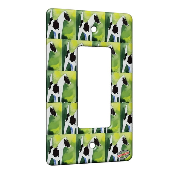 KuzmarK™ 1 Gang Rocker Wall Plate - Black Smooth Fox Terrier Abstract Dog Modern Art by Denise Every