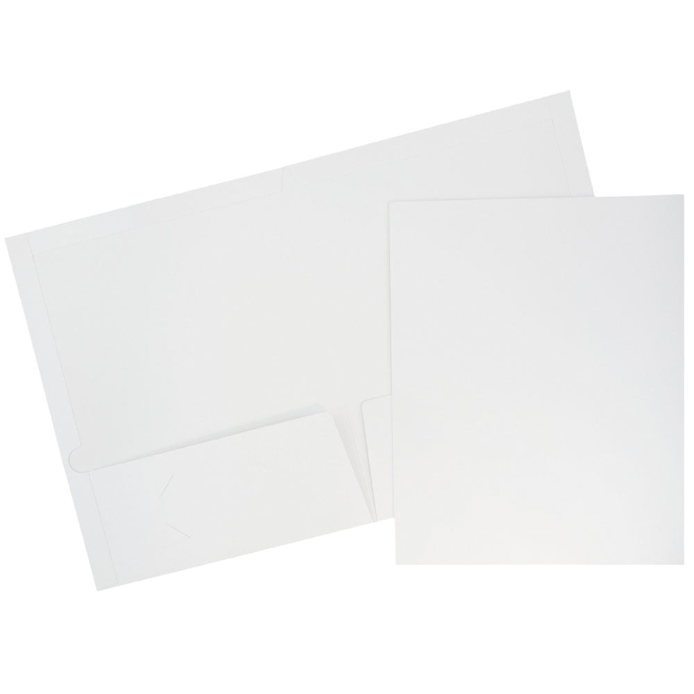 JAM Glossy Two Pocket Folders, White, 6/Pack