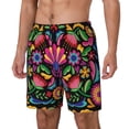thumbnail image 2 of Gaeub Colorful Floral Embroidery Mexican Mens Swim Trunks Stretch Beach Shorts Quick Dry for Men Swim Shorts Swimwear with Pockets- Small, 2 of 9