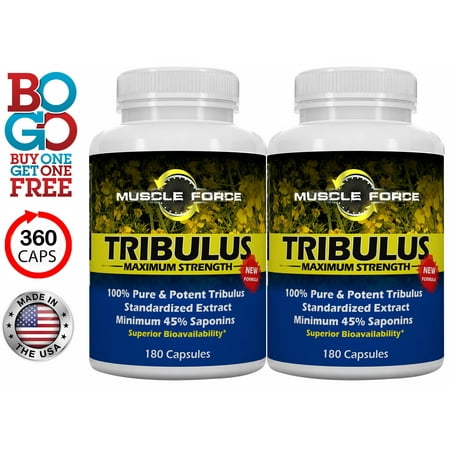 BOGO Tribulus Terrestris - Two 180 Count Bottles! 1500mg Maximum Strength Bulgarian Tribulus