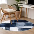 thumbnail image 4 of Round Rugs 4Ft, Navy Blue Geometric Round Area Rug Washable Indoor Throw Carpet, White Modern Abstract Soft Non Slip Circle Rug for Kitchen Nursery Room Home Decor Aesthetic, 4 of 8