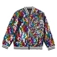 thumbnail image 5 of Linjinx Kids Girls Sequin Bomber Jacket Zipper Lightweight Long Sleeve Sparkle Jackets Outerwear Colorful 10, 5 of 7