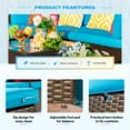 thumbnail image 4 of Lacoo 7 Pieces Patio Conversation Sets Outdoor Sectional Sofa Set PE Rattan Seating Group with Cushions and Table Blue, 4 of 8