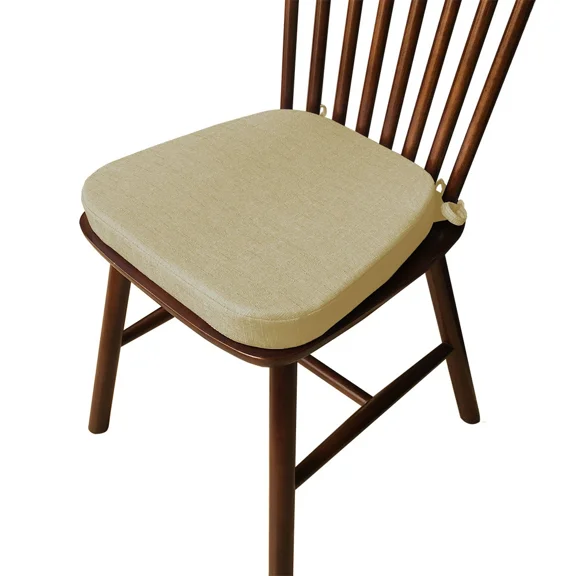 Non-Slip D-Shaped Memory Foam Seat Cushions 16x15in, 2in Thick | Kitchen Dining Chair Pads with Silicone Bottom & Ties | Removable Cover