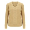thumbnail image 4 of TRUBKH Women's Sweaters Long Sleeve Shirts V Neck Tops Business Casual Sweater Solid Tops Relaxed Fit Wool Blend Sweater Fall Casual Sweater Going Out Tops Fall Tops for Women Yellow 3XL, 4 of 5