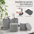 thumbnail image 3 of 6-Piece Grey Bathroom Set - Mesh Textured Resin Bathroom Accessories Set with Soap Dispenser, Toothbrush Holder, Cup, Vanity Tray & Apothecary Jars for Small Spaces, 3 of 16