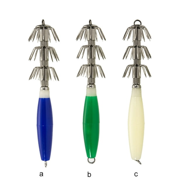 Three-layer Squid Jig Hooks Effective Avoid Decoupling Rotate Noctilucent ABS High Carbon Steel Hard Sharp Umbrella Hook Lures Blue 1pcs