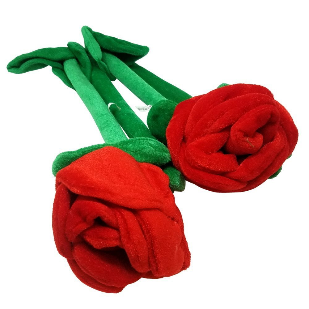 Flowers For Lovers Large Stuffed 2-Pack Plush Red Rose 32