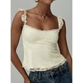 thumbnail image 2 of Women Lace Babydoll Tank Top Cap Sleeve See Throught Y2k Summer Going Out Crop Tops  L, 2 of 7