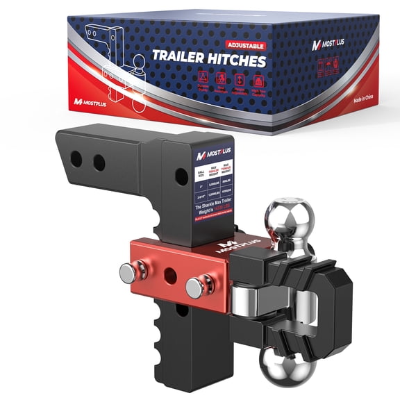 MOSTPLUS 2.5 Inch Hitch Receiver 8 Inch Drop Adjustable Trailer Hitch Ball Mount with Trailer Ball and Hook 18500 lbs Capacity