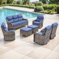 thumbnail image 2 of Jentlehouse 8-Piece Outdoor Patio Furniture Set with 4 Swivel Rocking Chairs,Wicker Rattan Sofa Set Outdoor Sectional Conversation Set with ottomans for Garden Lawn Balcony, 2 of 11