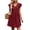 Wine, variant on Dvprdro V Neck Short Flared Sleeve Ruffle Hem Loose A Line Mini Dress for Women Summer Beach Casual Solid