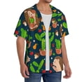 thumbnail image 4 of Gaeub Cute Hedgehogs Cactus Blue Men's Lapel Short Sleeve Shirt, Relaxed Fit Shirt, Soft and Breathable for Outdoors Party Travel - 4X-Large, 4 of 7
