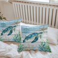 thumbnail image 6 of Throw Pillow Covers 16x16 Inch Set of 2, Coastal Turtle Waterproof Outdoor Pillow Covers, Nautical Ocean Shells Seaweeds Starfish Decorative Cushion Pillowcases for Couch, Sofa, Bed, Garden, Patio, 6 of 9
