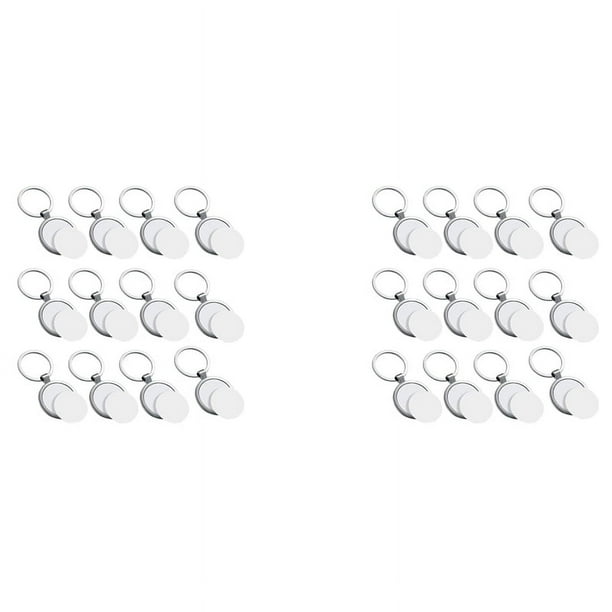 24 Piezas Sublimación en Blanco Redondo de Transferencia de Llaveros de Tablero de Metal