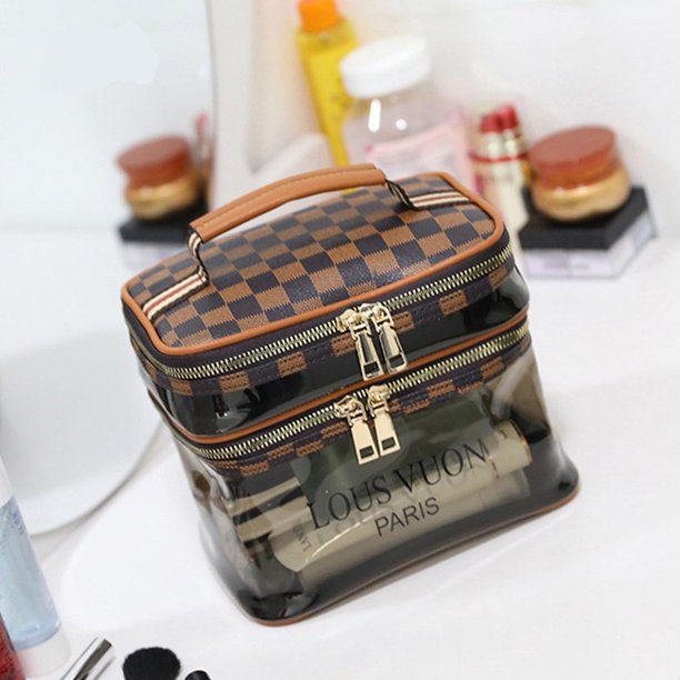 Retro Impresión Bolsa De Cosméticos De Viaje De Doble Capa Seca Y Húmeda Separación Lavado Almacenamiento De Gran Capacidad Transparente Impermeable Moda Bolso huangjie unisex