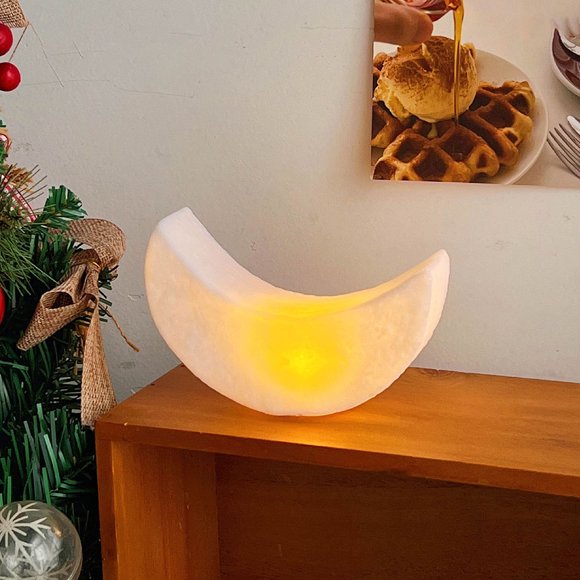 WEUVEB 2Pcs LED Moon Night Light Lamp Warm White Soft Glow Bedroom Ambiance Light