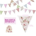 thumbnail image 3 of 3X 40Ft Fabric Bunting, 42Pcs Outdoor Bunting Banner,Floral Vintage Cotton Triple-Cornered Flag for Birthday, 3 of 6