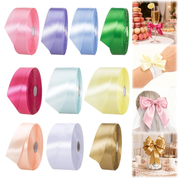 Mifelio Solid Satin Ribbon, 24 Yards Craft Ribbon Roll, Wedding Sewing Ribbon, Gift Wrapping Ribbon, DIY Decoration Supplies #05