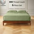 thumbnail image 2 of 6-PC Short King Organic 800-TC Cotton Sheet Set - 12" Deep Pockets with 4 Pillowcases - Sage, 2 of 7