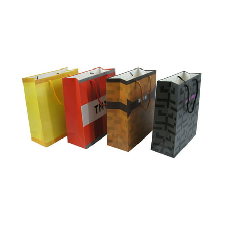 Pixel Miner Crafting Style Gift Bags (4-pack) - Four Fun designs - Chest, TNT, Gold Block, Ender Monster, - Perfect for Birthdays, Christmas, Hanukkah or any (Best Golf Christmas Gifts)