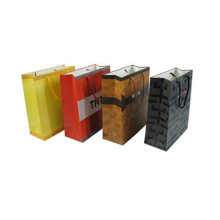 - Pixel Miner Crafting Style Gift Bags (4-pack) - Four Fun designs - Chest, TNT, Gold Block, Ender Monster, - Perfect for Birthdays, Christmas, Hanukkah or any celebration!