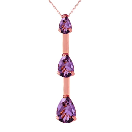 Galaxy Gold 14K Solid Gold Natural Amethyst Necklace for Women - Rose Gold Fine Jewelry