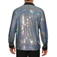thumbnail image 3 of INSPIRE CHIC Sequin Shirt for Men's Button Down Long Sleeves Disco Metallic Shiny Shirts, 3 of 5