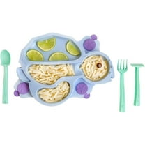 Constructive Eating Turtle Training Plate and Utensils Set for Babies & Toddlers - Blue