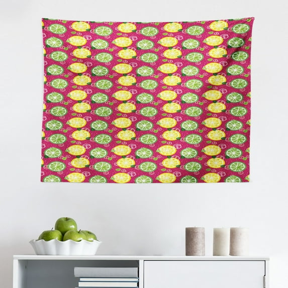 Abstract Tapestry, Pattern of Spot Like Sketchy Round Blots on a Colorful Wavy Background, Fabric Wall Hanging Decor for Bedroom Living Room Dorm, 2 Sizes, Blue Yellow Night Blue, by Ambesonne