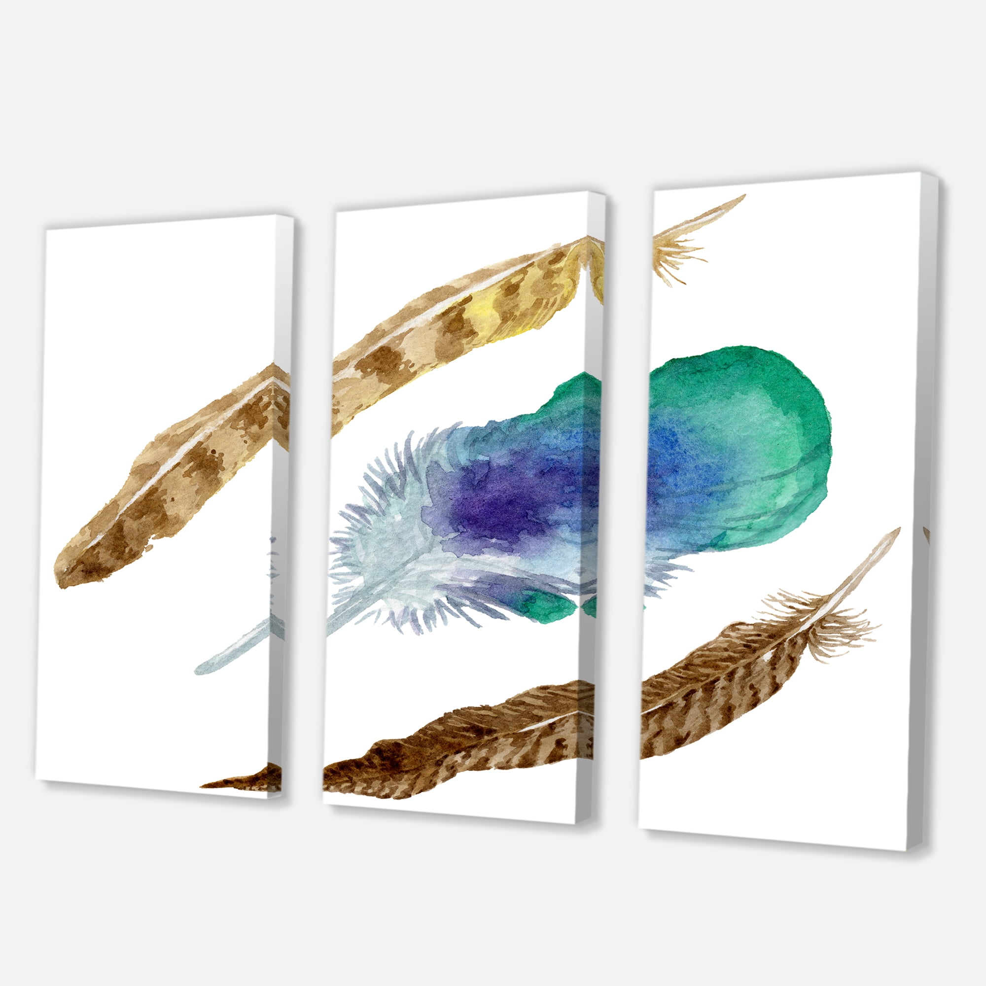 Designart ' Abstract Bird Feather From Wing Isolated ' Bohemian & Eclectic Canvas Wall Art Print