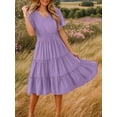 thumbnail image 4 of SANOPY Women 2025 Sping Summer Dress V Neck Smocked Waist Casual Flowy A Line Tiered Work Midi Dresses, 4 of 7
