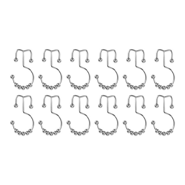 Anillos de cortina, ganchos de ducha Anillos de ducha de acero inoxidable Ganchos dobles para cortina de ducha Rendimiento sólido