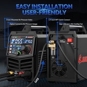 GZ GUOZHI 55A LED Plasma Cutter, Non-Touch Pilot Arc, 1/2Clean Cut,w/IGBT Inverter,Front Pressure Gauge,Pre/Post Flow,2T/4T Mode