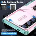 thumbnail image 6 of Phone Case for Samsung Galaxy S23 Ultra Case with Sliding Camera Cover, with 360° + 100° Free Rotation Metal Finger Ring Bracket, Fit Magnet Car Mount, 2 In 1 Case Cover for Galaxy S23 Ultra, Rosegold, 6 of 8