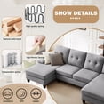 thumbnail image 5 of Soscana 110" Sectional Sofa U Shaped Couch with Double Chaise and Zippered Armrest Pillows, Modern Linen Sofa Oversized 4 Seater Couch for Living Room, Apartment, Office, Studio, 5 of 12