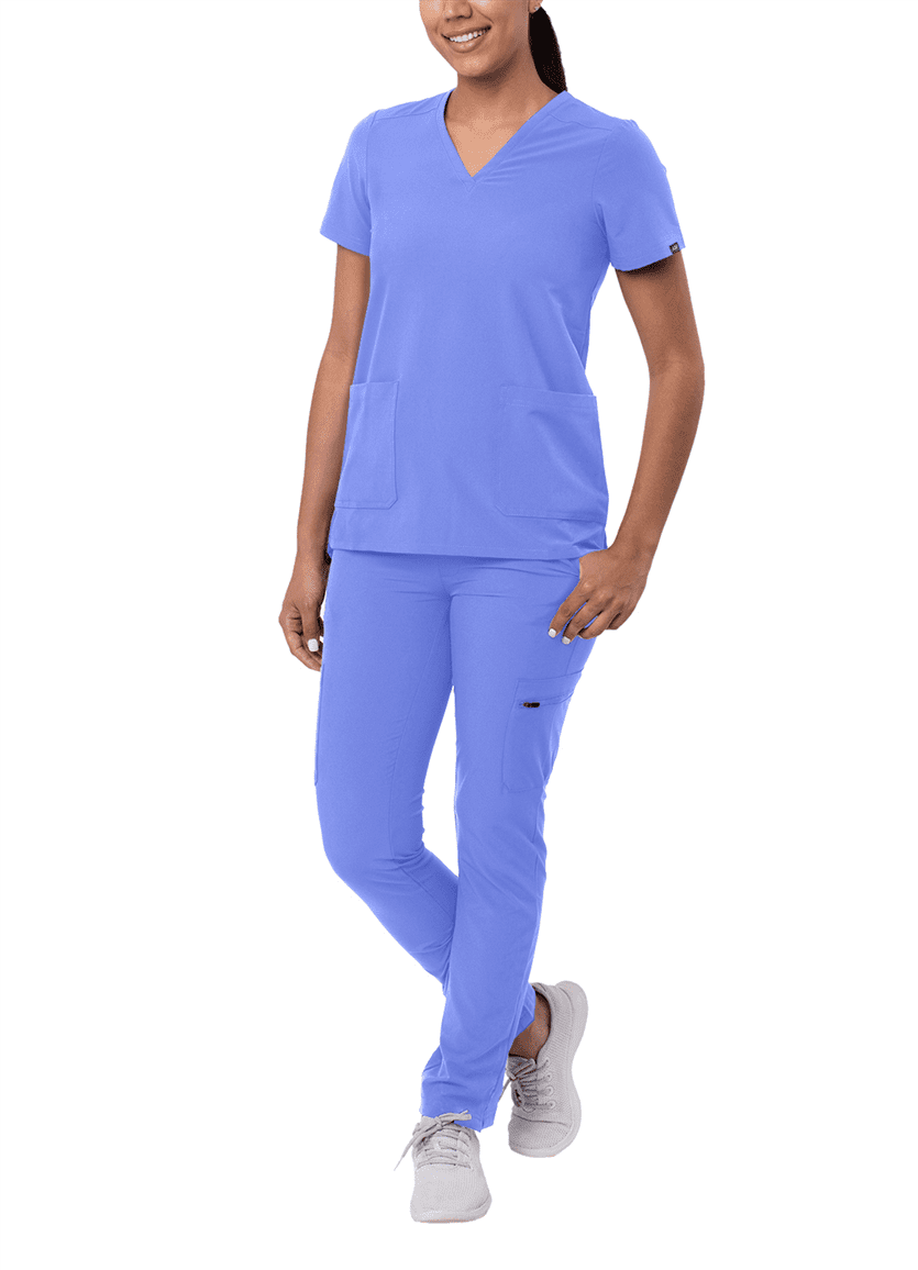 Adar Addition GoBasic Scrub Set For Women Slim VNeck Scrub Top