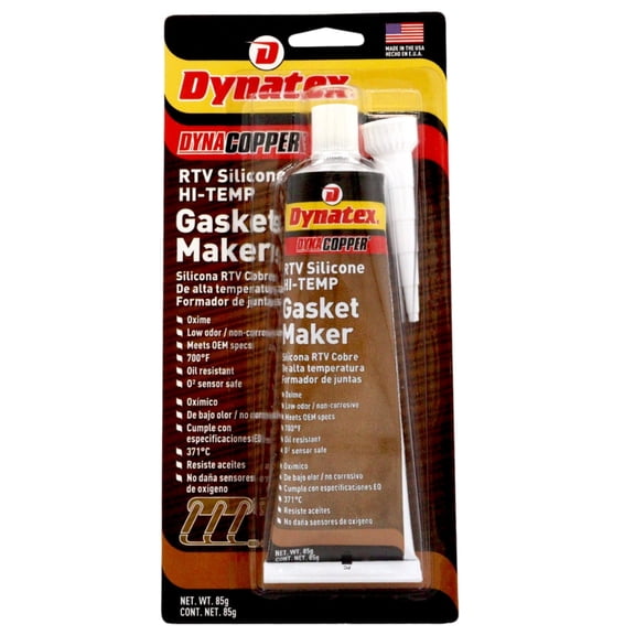 Dynatex DynaCopper RTV Silicone Copper Gasket Maker, 85g Tube - High Temperature, Non-Corrosive, and Sensor Safe Silicone Sealing Compound Made in the USA (Single)