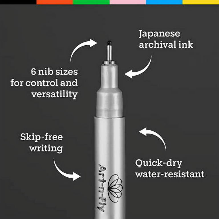 6 Pcs Black Ink 0.05-0.8mm Markers Waterproof Fineliner Drawing Pen  Sketching Writing Scrapbooking Set Art Painting Supplies