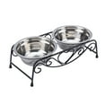 thumbnail image 1 of Comedero y plato doble de acero inoxidable para perros y gatos, 1 of 13