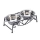 thumbnail image 1 of Comedero y plato doble de acero inoxidable para perros y gatos, 1 of 13